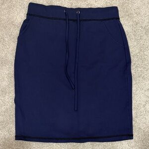 Classic Navy Pencil Skirt with Drawstring